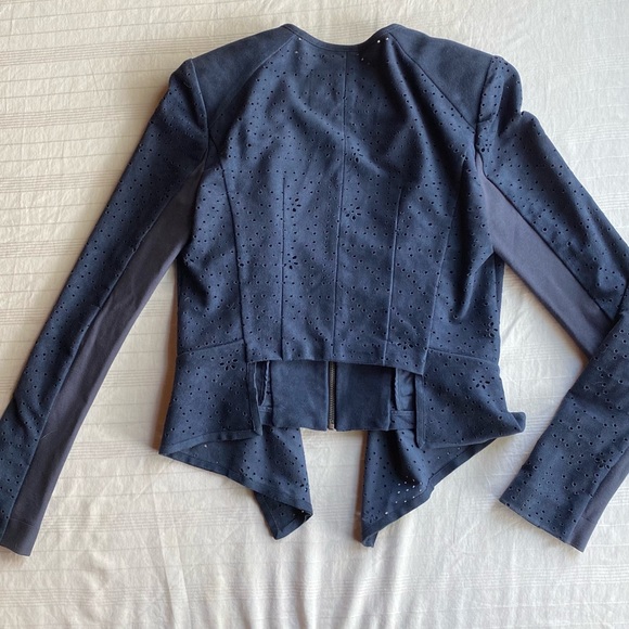 Navy Eyelet BCBG Maxazaria Cropped Zip Jacket - Picture 5 of 5